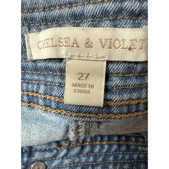 Chelsea & Violet Women’s Crop Straight Leg Button Fly Blue Denim Jeans Size 27 - Picture 6 of 8